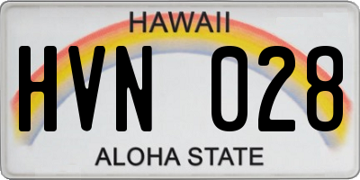 HI license plate HVN028