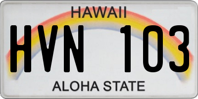 HI license plate HVN103