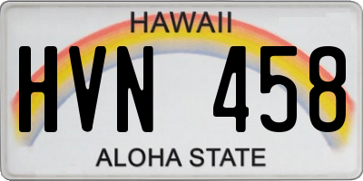 HI license plate HVN458