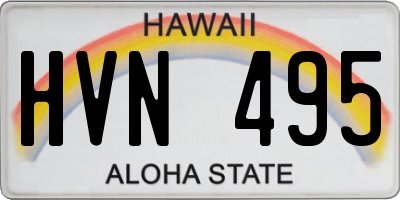 HI license plate HVN495