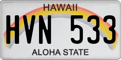 HI license plate HVN533
