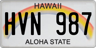 HI license plate HVN987