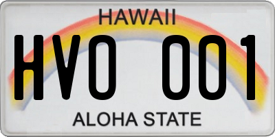 HI license plate HVO001