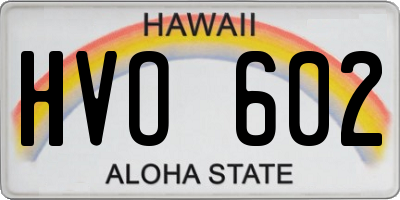 HI license plate HVO602