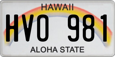 HI license plate HVO981