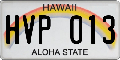 HI license plate HVP013