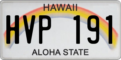 HI license plate HVP191