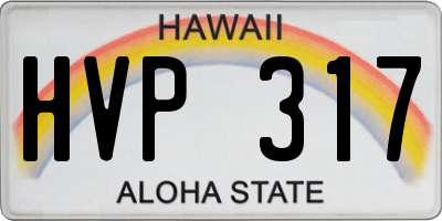 HI license plate HVP317
