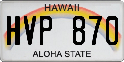 HI license plate HVP870