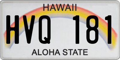 HI license plate HVQ181