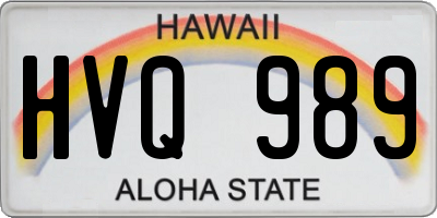 HI license plate HVQ989