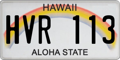 HI license plate HVR113