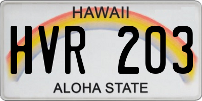 HI license plate HVR203