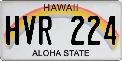 HI license plate HVR224