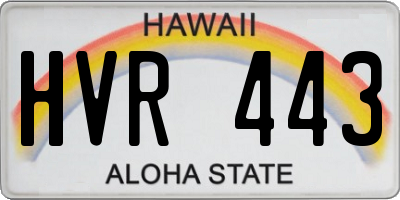 HI license plate HVR443