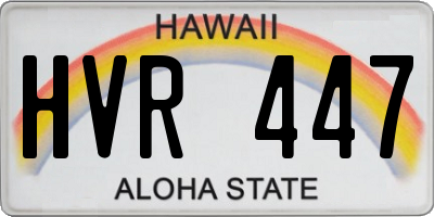 HI license plate HVR447