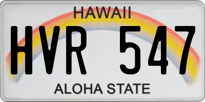 HI license plate HVR547