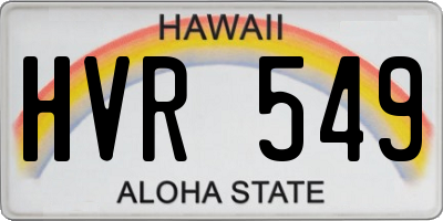 HI license plate HVR549