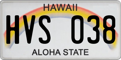 HI license plate HVS038