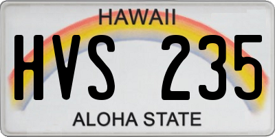 HI license plate HVS235