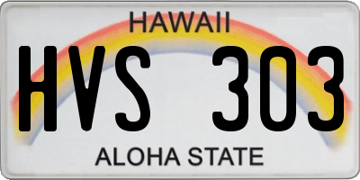 HI license plate HVS303