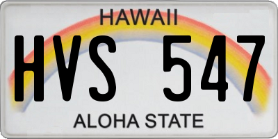 HI license plate HVS547
