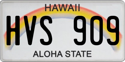 HI license plate HVS909