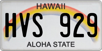HI license plate HVS929