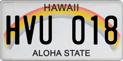 HI license plate HVU018