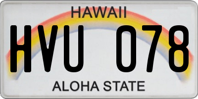 HI license plate HVU078
