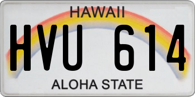 HI license plate HVU614
