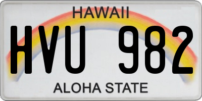 HI license plate HVU982