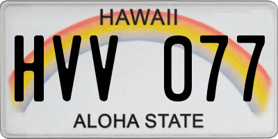 HI license plate HVV077