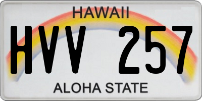 HI license plate HVV257