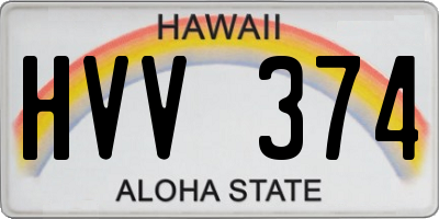 HI license plate HVV374