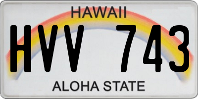 HI license plate HVV743