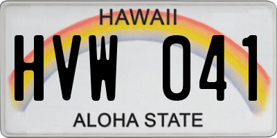 HI license plate HVW041