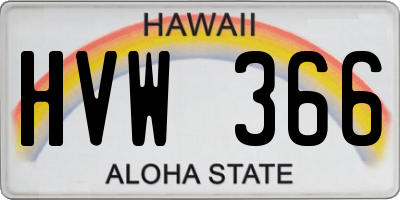 HI license plate HVW366