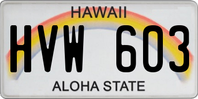 HI license plate HVW603