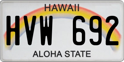 HI license plate HVW692