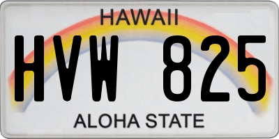 HI license plate HVW825