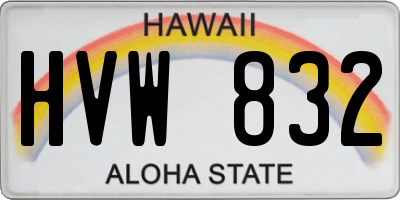 HI license plate HVW832