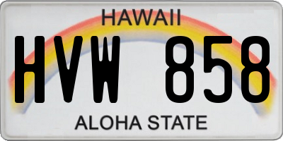 HI license plate HVW858