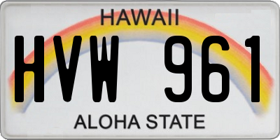 HI license plate HVW961