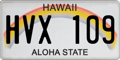 HI license plate HVX109