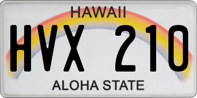 HI license plate HVX210