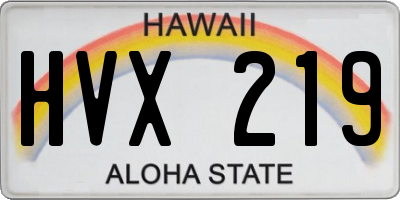 HI license plate HVX219