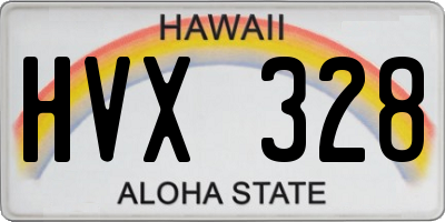 HI license plate HVX328