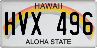 HI license plate HVX496