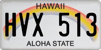 HI license plate HVX513